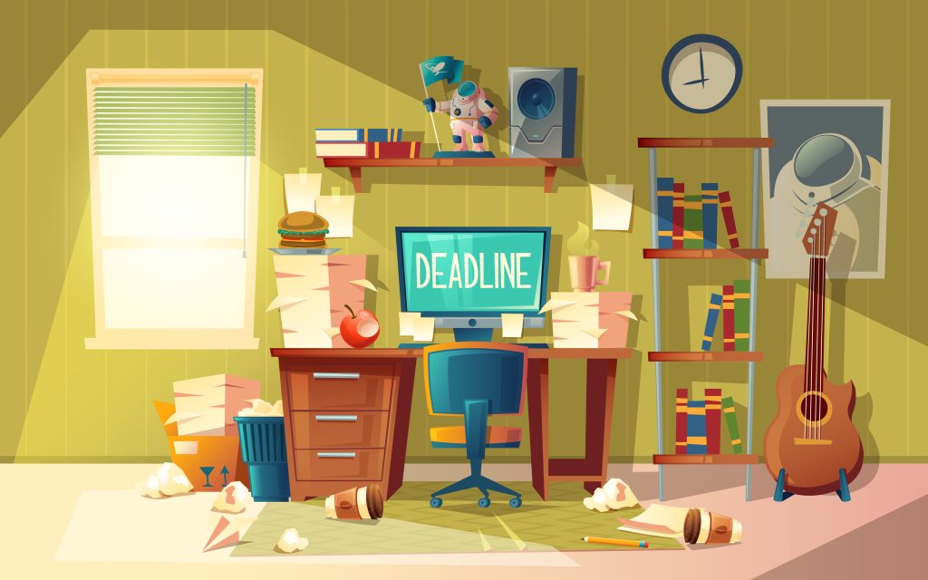 vector cartoon deadline concept for freelance, job