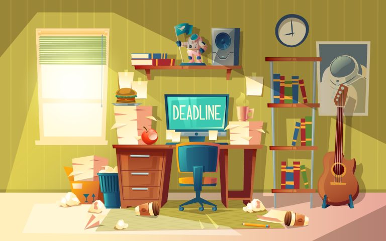 vector cartoon deadline concept for freelance, job